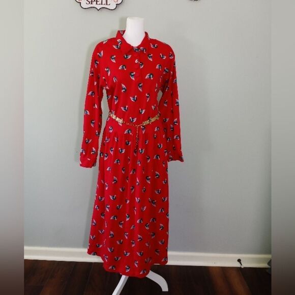Vintage Dresses & Skirts - VTG swan print dress